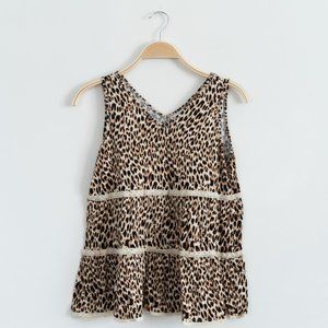 Love, Fire Womens Leopard Print Sleeveless Ruffle Tank Top Size XL Brown